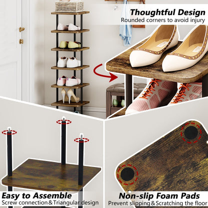 SUOERNUO Shoe Rack 7 Tier Vertical Storage Organizer Metal Narrow Slim Shelf