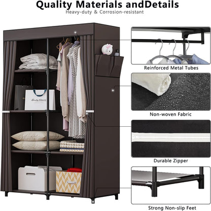 SUOERNUO 34 Inch Portable Closet Wardrobe Organizer Storage with Cover Non-Woben