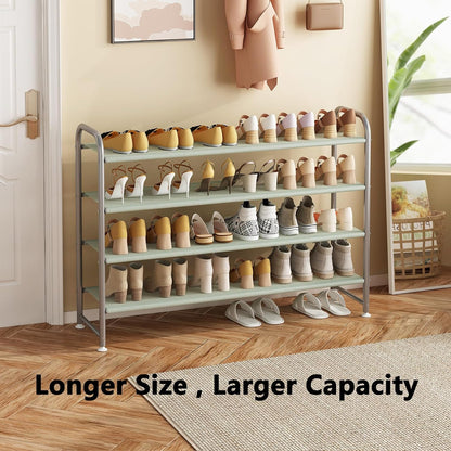 SUOERNUO Shoe Rack 4 Tier Long Storage Organizer Wide Metal Shoe Shelf