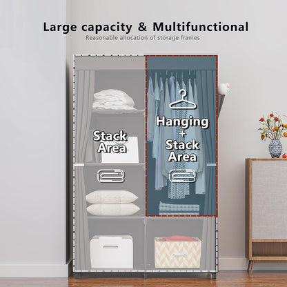 SUOERNUO 34 Inch Portable Closet Wardrobe Organizer Storage with Cover Non-Woben