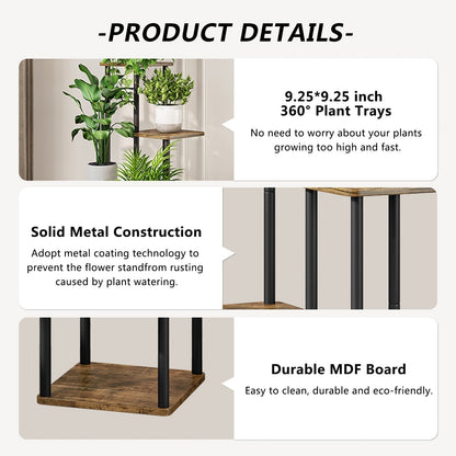 SUOERNUO Plant Stand 5 Tier 6 Potted Indoor Metal Corner Flower Shelf for Multiple Plants