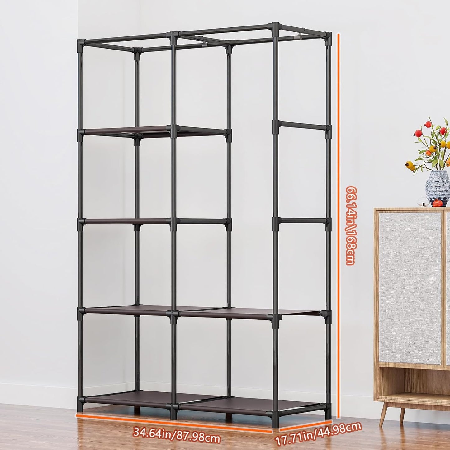 SUOERNUO 34 Inch Portable Closet Wardrobe Organizer Storage with Cover Non-Woben