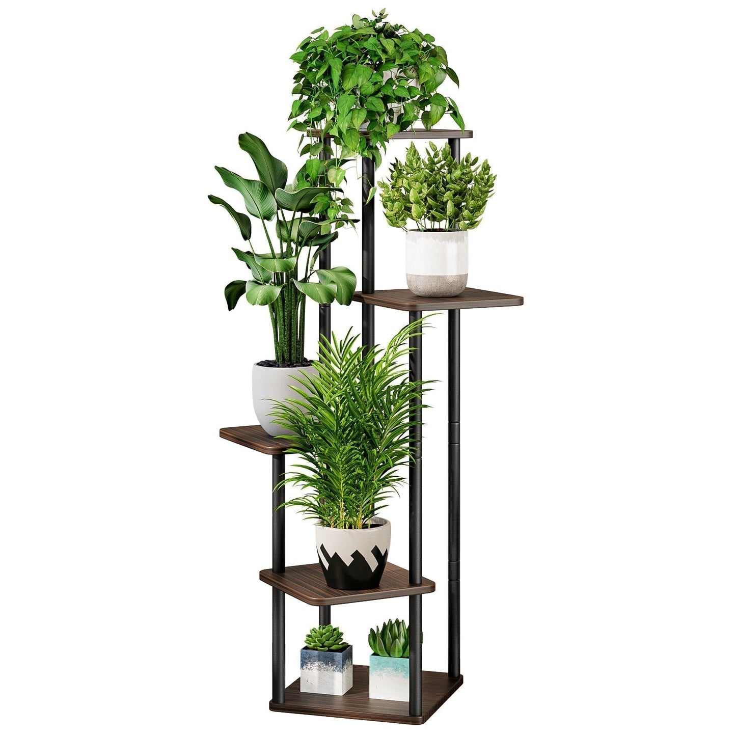 SUOERNUO Plant Stand 5 Tier 6 Potted Indoor Metal Corner Flower Shelf for Multiple Plants