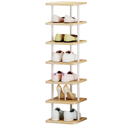 SUOERNUO Shoe Rack 7 Tier Vertical Storage Organizer Metal Narrow Slim Shelf