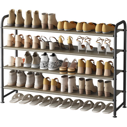 SUOERNUO Shoe Rack 4 Tier Long Storage Organizer Wide Metal Shoe Shelf