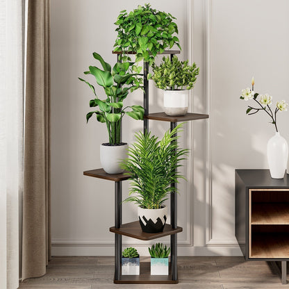 SUOERNUO Plant Stand 5 Tier 6 Potted Indoor Metal Corner Flower Shelf for Multiple Plants