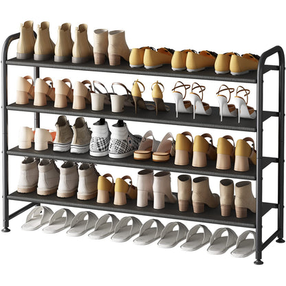 SUOERNUO Shoe Rack 4 Tier Long Storage Organizer Wide Metal Shoe Shelf