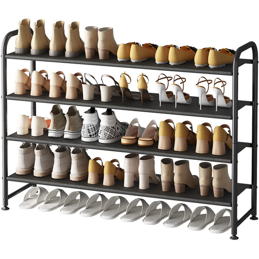 SUOERNUO Shoe Rack 4 Tier Long Storage Organizer Wide Metal Shoe Shelf