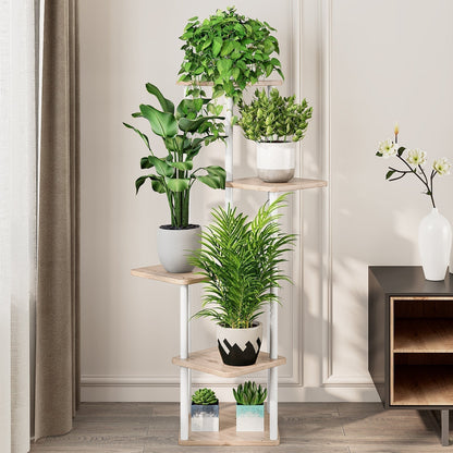 SUOERNUO Plant Stand 5 Tier 6 Potted Indoor Metal Corner Flower Shelf for Multiple Plants