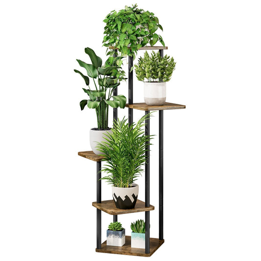 SUOERNUO Plant Stand 5 Tier 6 Potted Indoor Metal Corner Flower Shelf for Multiple Plants