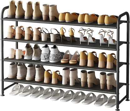 SUOERNUO Shoe Rack 4 Tier Long Storage Organizer Wide Metal Shoe Shelf