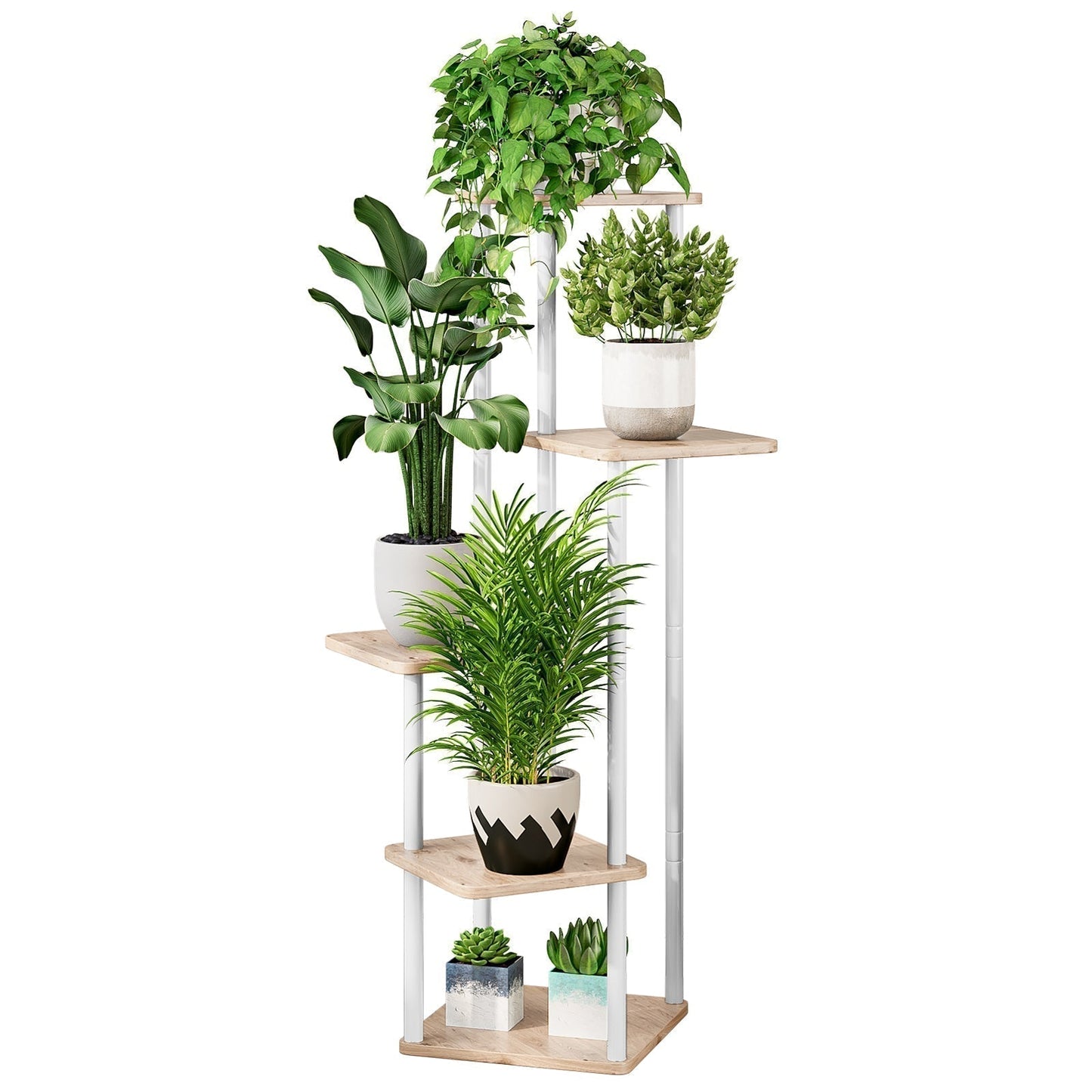 SUOERNUO Plant Stand 5 Tier 6 Potted Indoor Metal Corner Flower Shelf for Multiple Plants