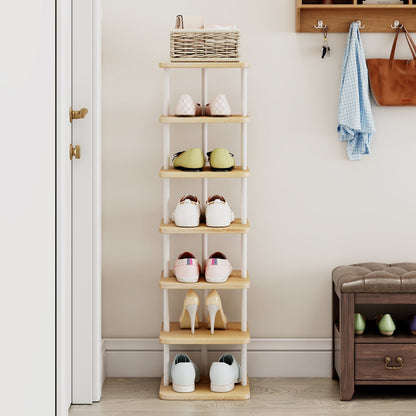 SUOERNUO Shoe Rack 7 Tier Vertical Storage Organizer Metal Narrow Slim Shelf