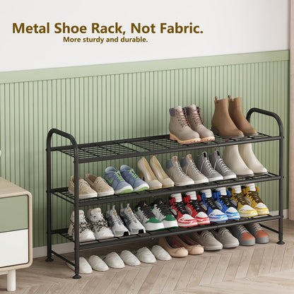 SUOERNUO Shoe Rack 3 Tier Storage Organizer for Closet Entryway Metal