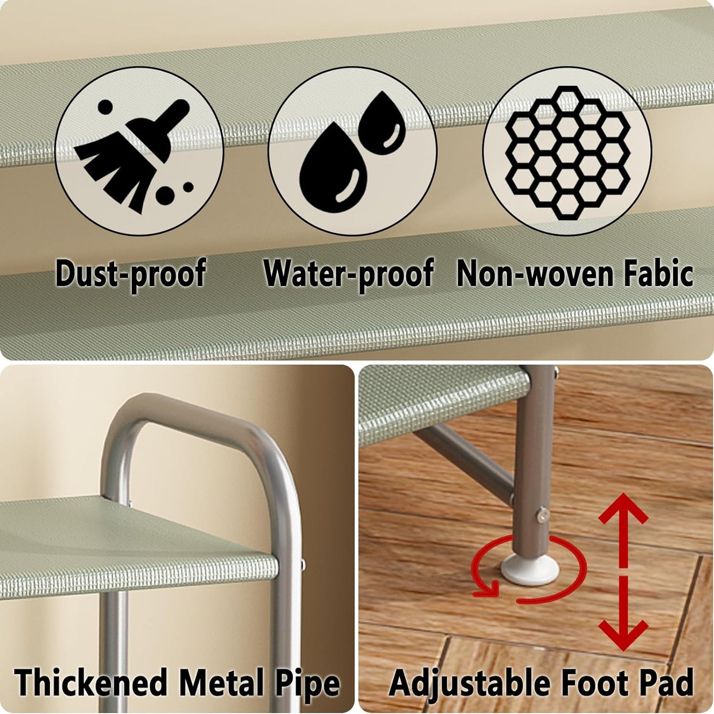 SUOERNUO Shoe Rack 4 Tier Long Storage Organizer Wide Metal Shoe Shelf