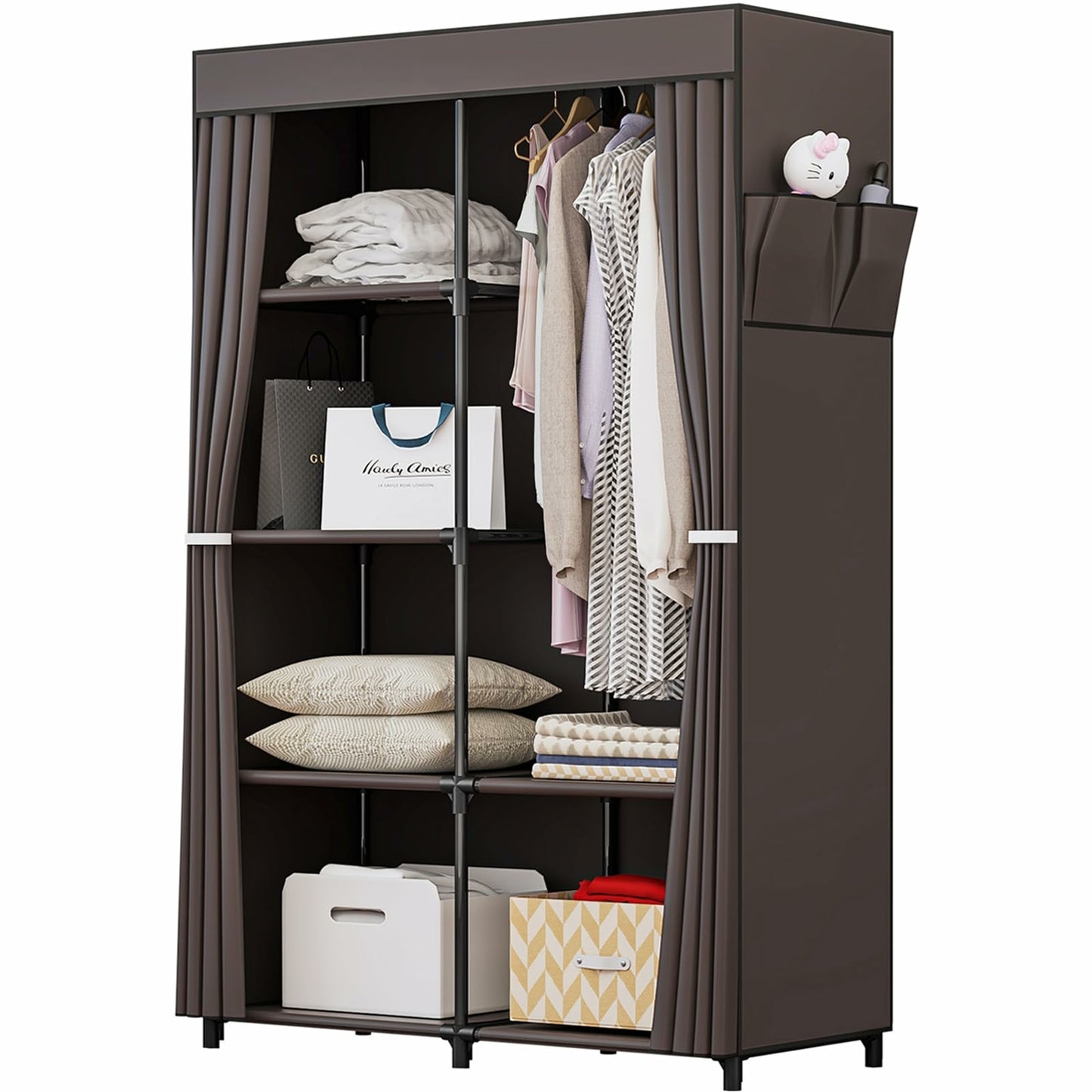 SUOERNUO 34 Inch Portable Closet Wardrobe Organizer Storage with Cover Non-Woben