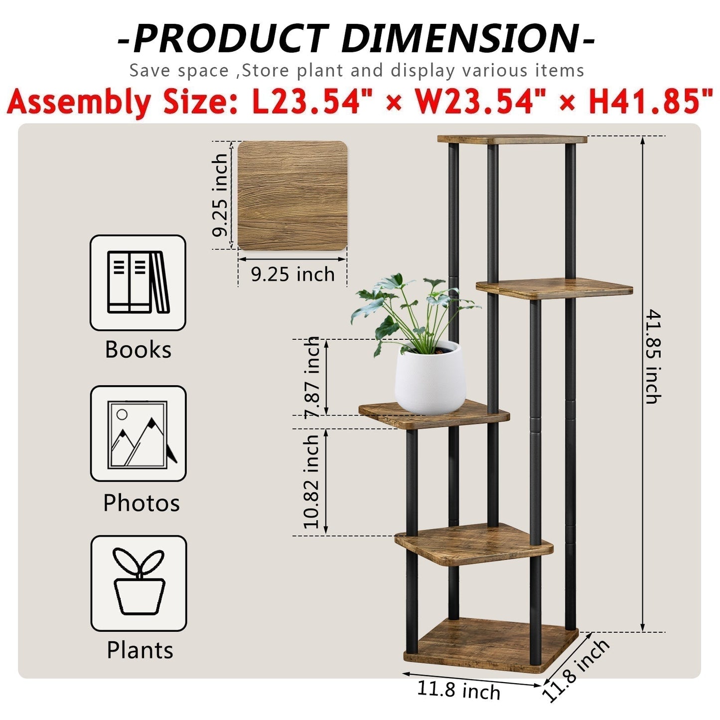 SUOERNUO Plant Stand 5 Tier 6 Potted Indoor Metal Corner Flower Shelf for Multiple Plants