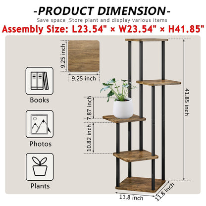 SUOERNUO Plant Stand 5 Tier 6 Potted Indoor Metal Corner Flower Shelf for Multiple Plants