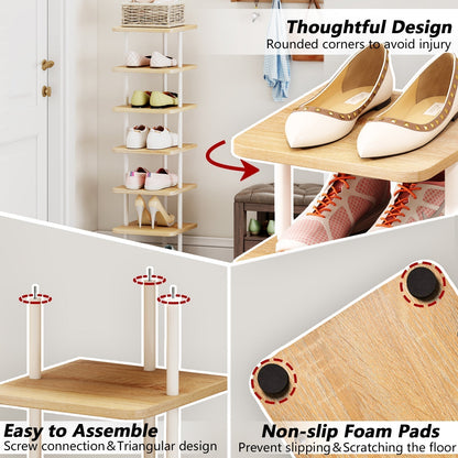 SUOERNUO Shoe Rack 7 Tier Vertical Storage Organizer Metal Narrow Slim Shelf