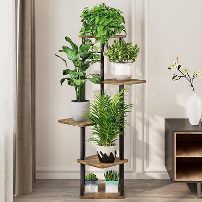SUOERNUO Plant Stand 5 Tier 6 Potted Indoor Metal Corner Flower Shelf for Multiple Plants